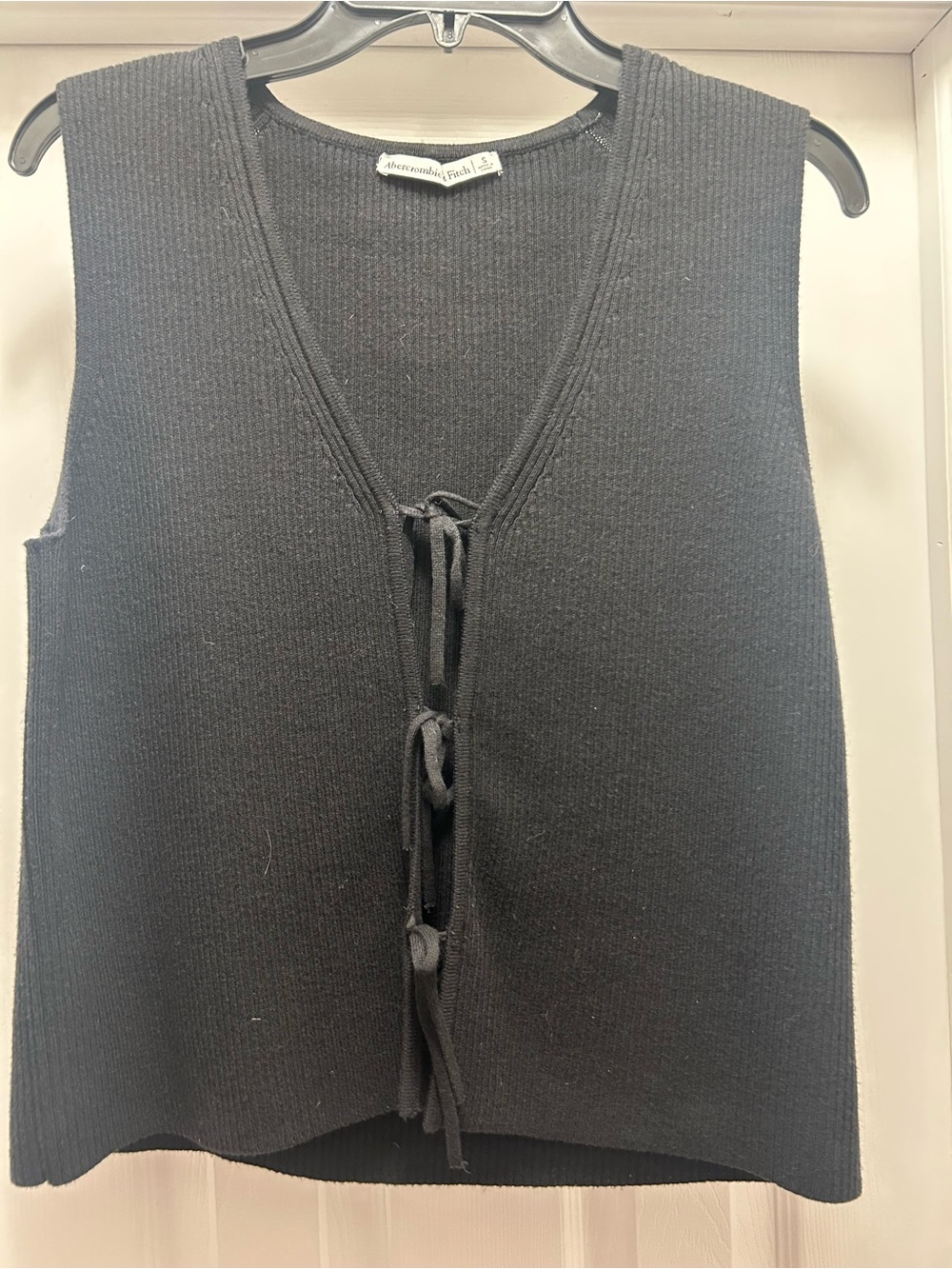 Abercrombie & Fitch Black Ribbed Tie-Front Tank